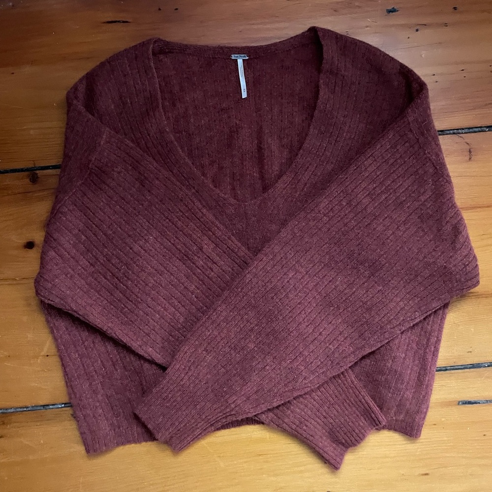 Cropped, scoop neck free people sweater
